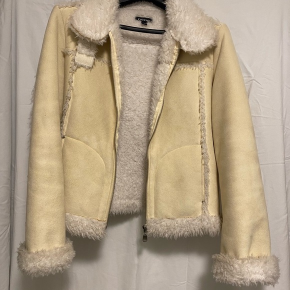 BEBE Faux Suede Sherpa Cropped Jacket - Picture 5 of 8